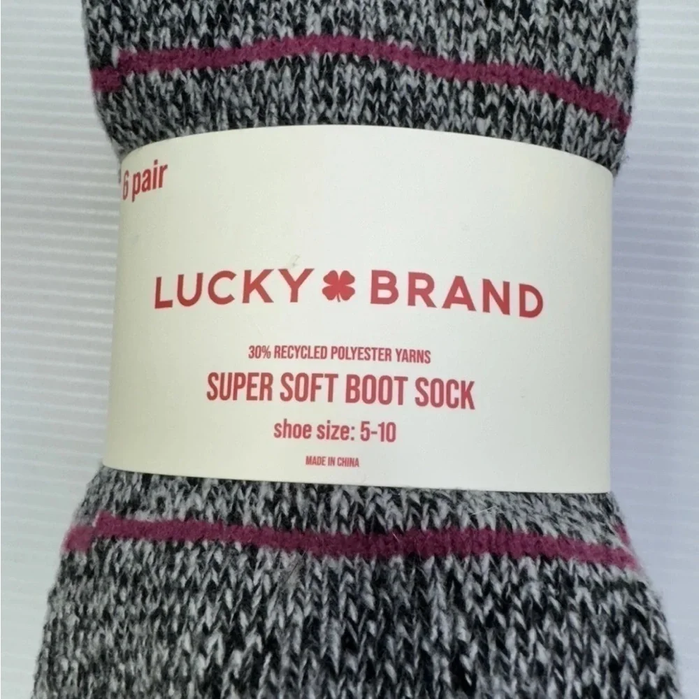 Lucky Brand Womens Pack of 6 Super Soft Boot Socks Size 5-10 Multi-Color
